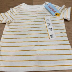 Cat & Jack White Tee with Yellow Stripes